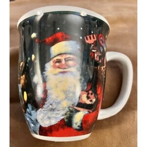 Christmas‎ House 14oz Holiday Mug Santa Claus Christmas Scene Ceramic
